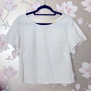 Anthropologie 100% cotton drop/flutter sleeve top